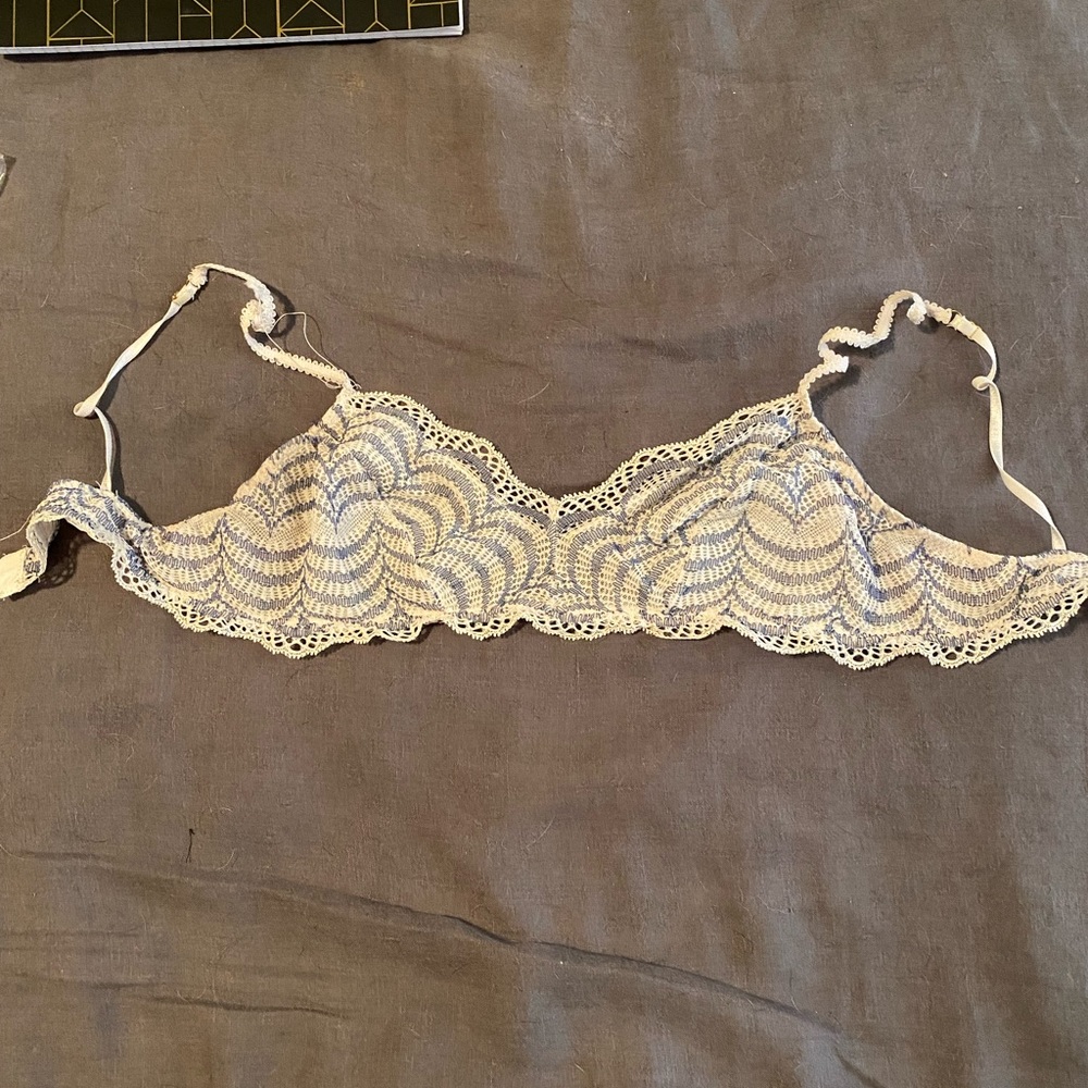 Eberjey blue and white patterned unlined bralette